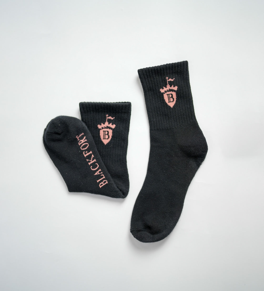 Blackfort Equestrian Black Pink Crew Socks