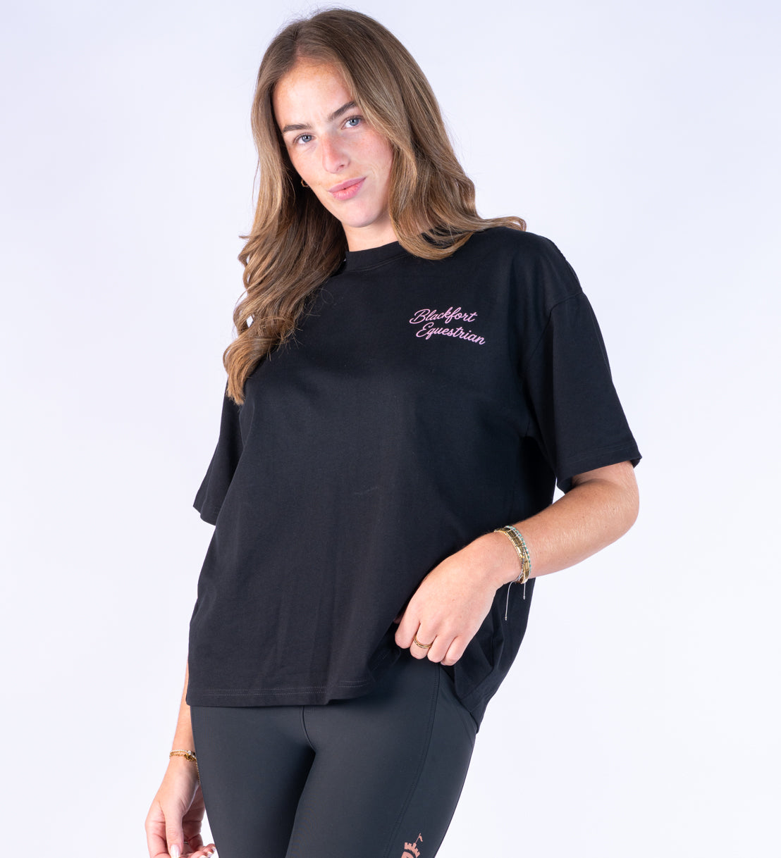 Black Oversized T Shirt - Stirrup Print