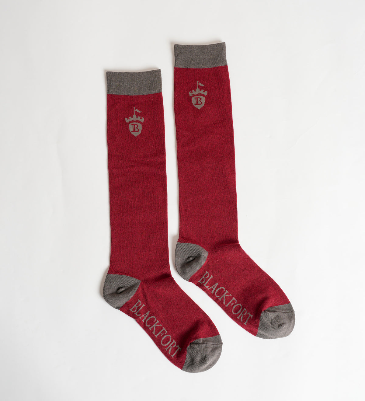 Blackfort Equestrian Pomegranate Red Grey Long Socks