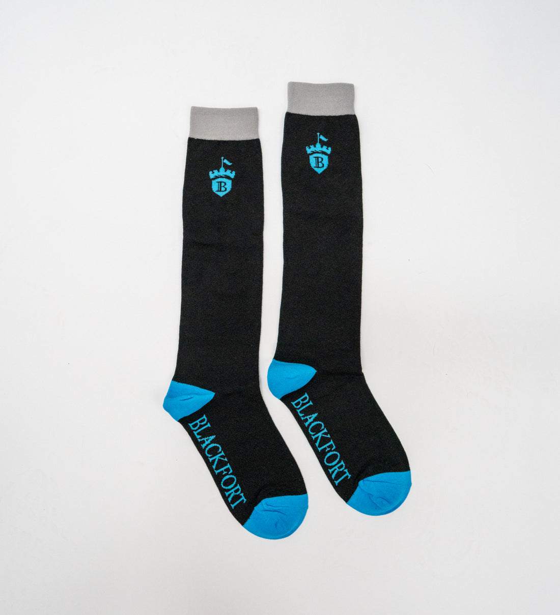 Blackfort Equestrian black and glacier blue long tall socks 