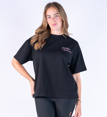 Black Oversized T Shirt - Stirrup Print