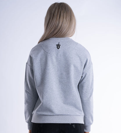 Grey Marl Crew Equestrian Sport Sweatshirt