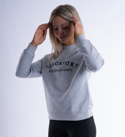 Grey Marl Crew Equestrian Sport Sweatshirt