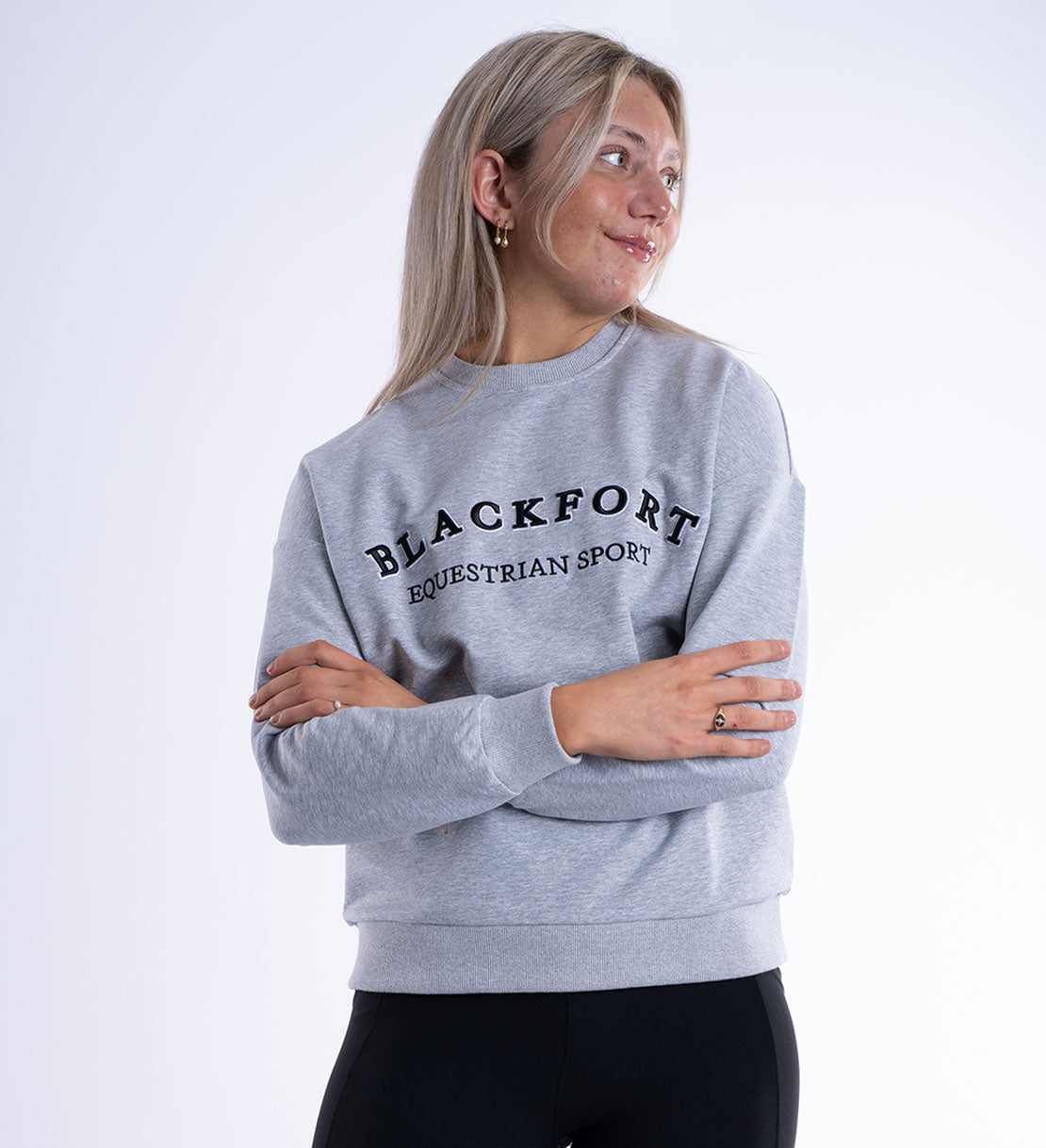 Grey Marl Crew Equestrian Sport Sweatshirt