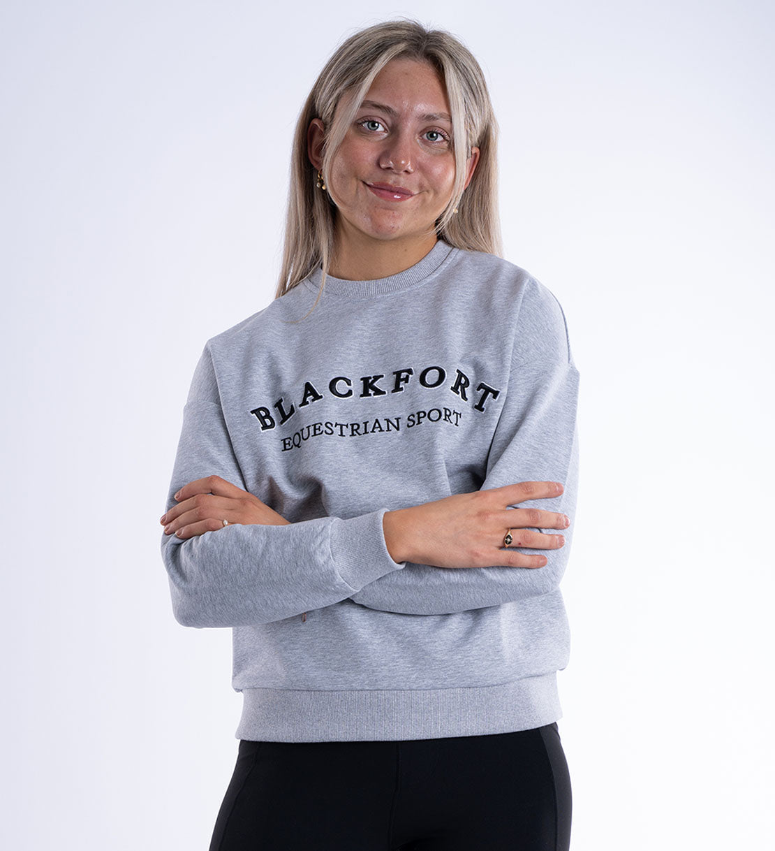 Grey Marl Crew Equestrian Sport Sweatshirt