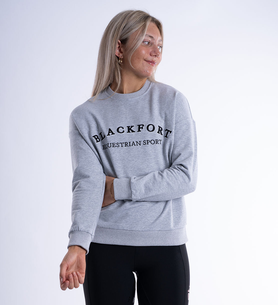 Grey Marl Crew Equestrian Sport Sweatshirt