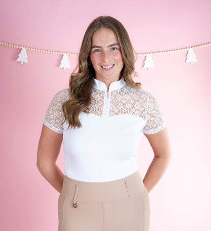 Aura - Floral Lace White Show Shirt