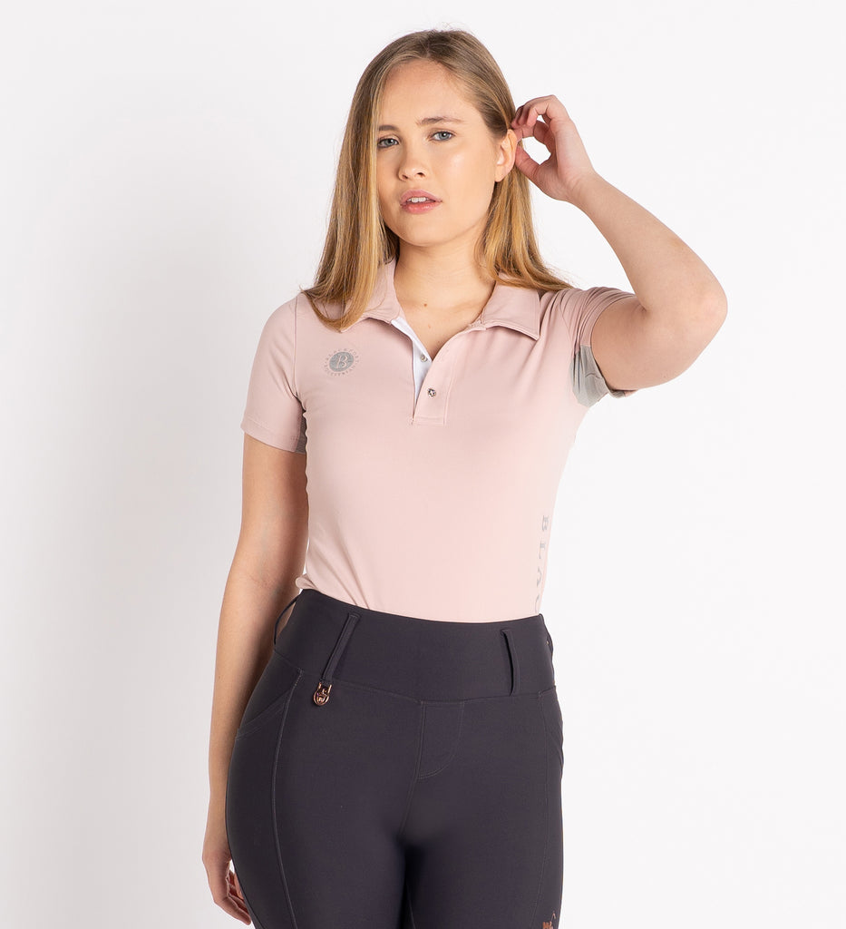 Blackfort Equestrian women's light pink button polo shirt