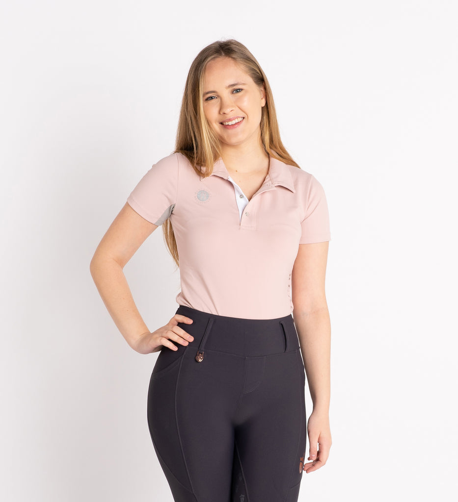 Blackfort Equestrian women's light pink button polo shirt