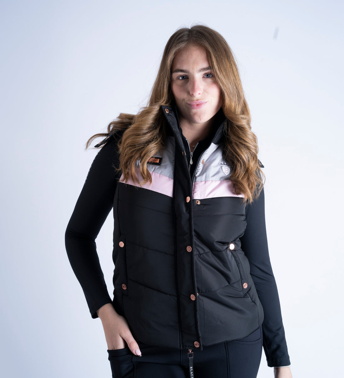Seren Black &amp; Pink Puffer Gilet