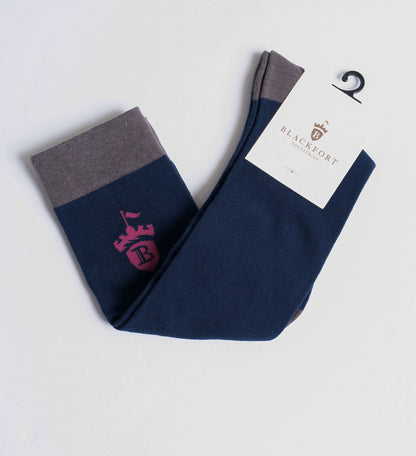 Blackfort Equestrian navy watermelon pink long socks 