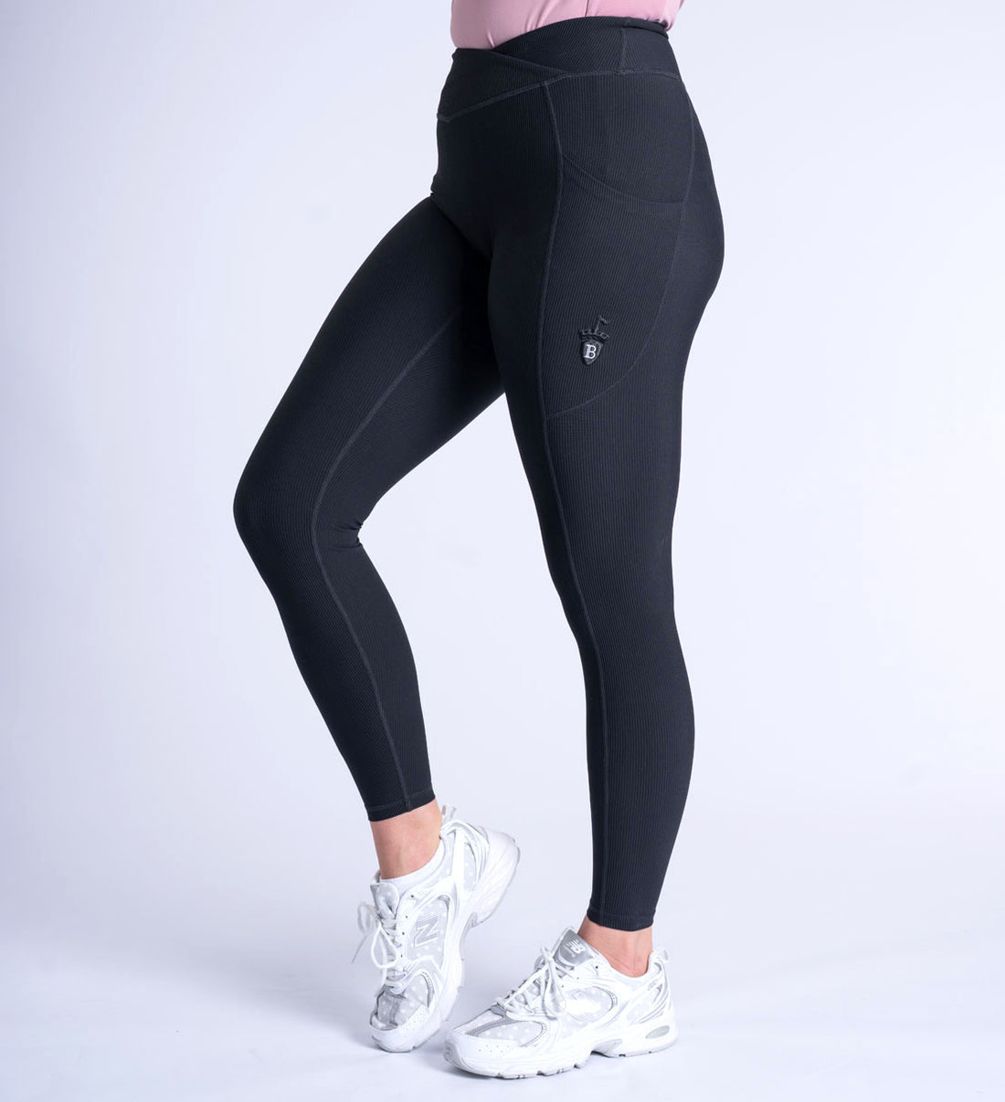Black Ribbed Wrap Leggings