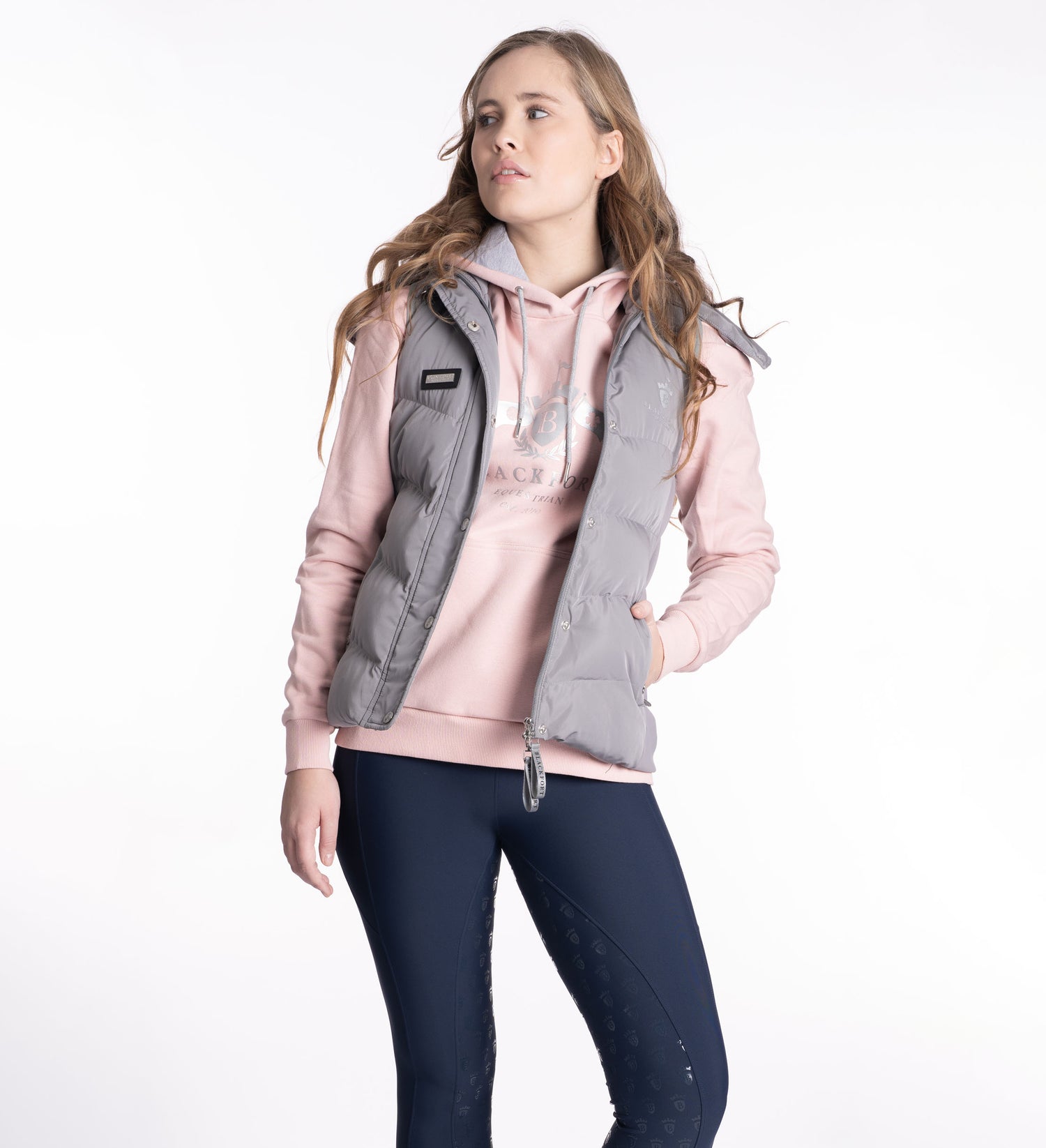 Grey &amp; Silver Puffer Hooded Gilet