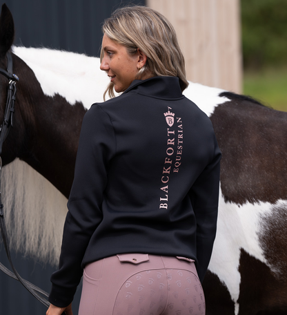 Technical Quarter Zip Black &amp; Rose Gold