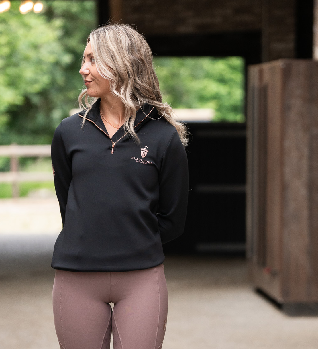 Technical Quarter Zip Black &amp; Rose Gold