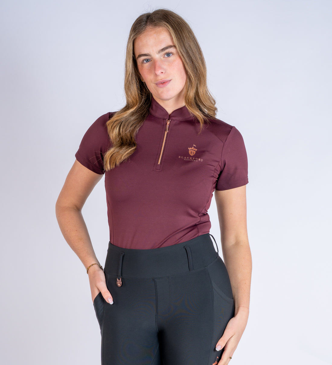 Burgundy Cool Mesh Base Layer - Short Sleeve