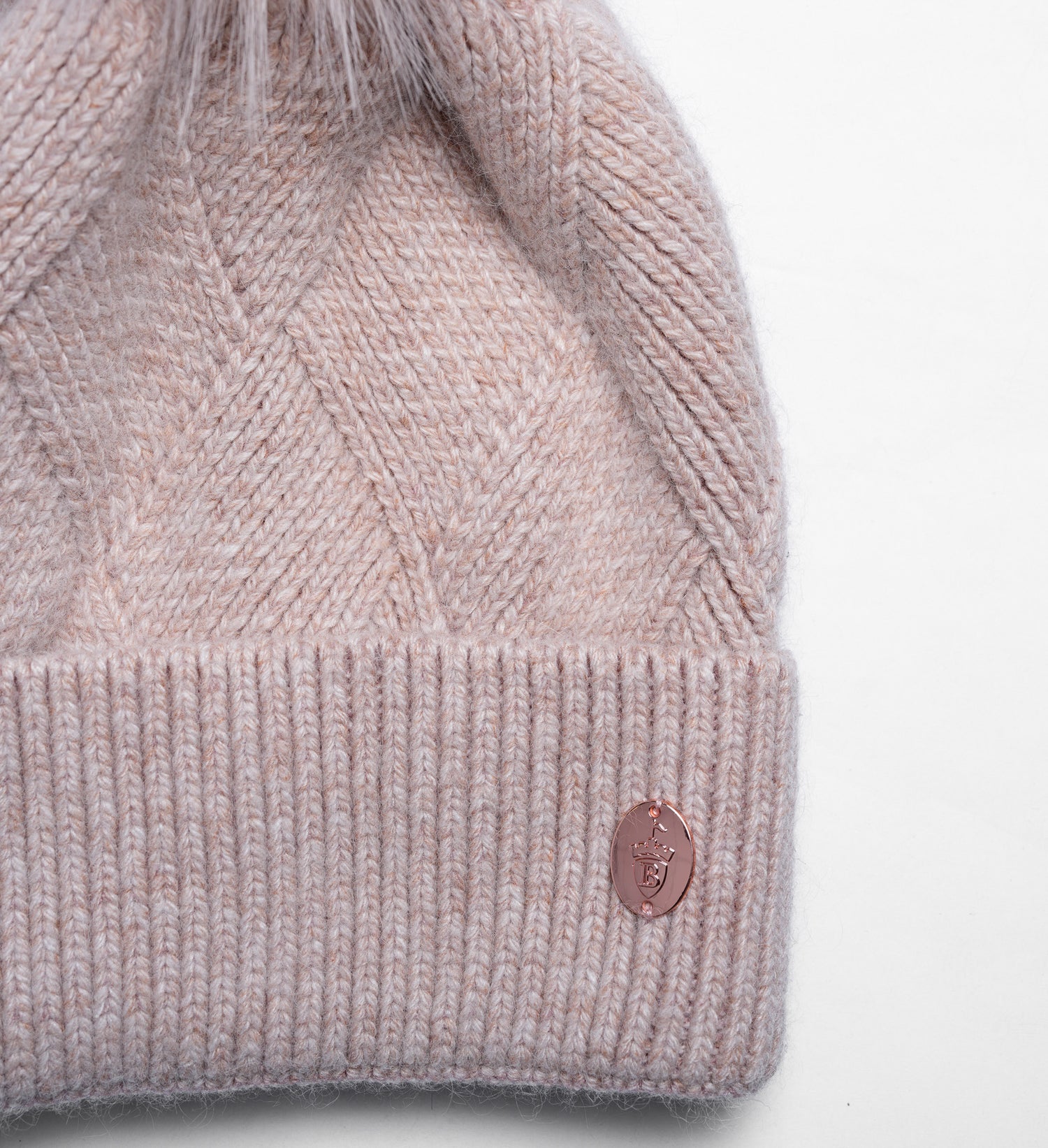 Blush Pink Knitted Pom Pom Hat