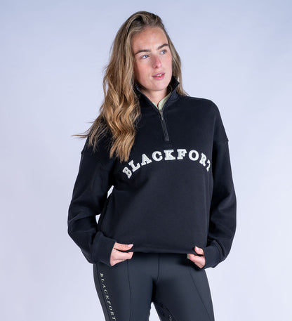 Blackfort Equestrian fleece lined quarter zip black and matcha green discreet zip pockets 