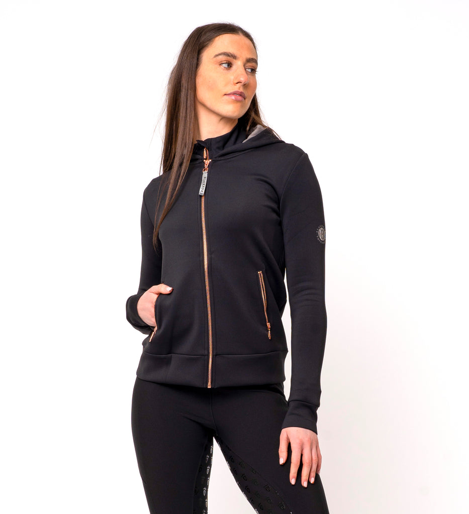 Women's Blackfort Equestrian black/grey/rose gold zip up jacket with zip pockets